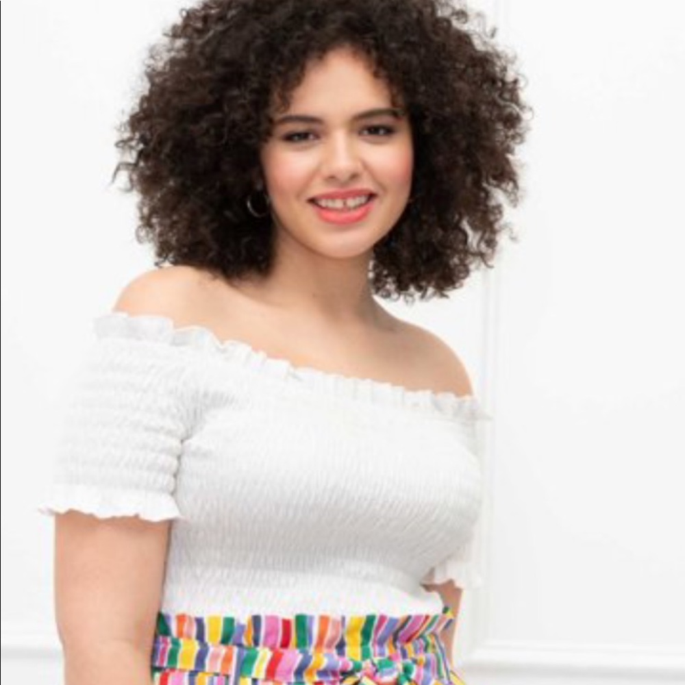 Plus Sized Top | White Smocked Off The Shoulder Top | Size 18/20 | Like New